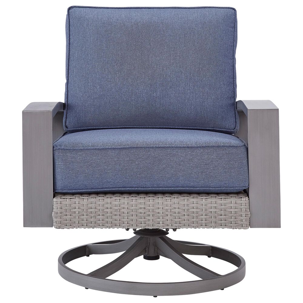 Ashley Half Moon Beach Patio Swivel Rocker Lounge Chair in Blue, , large
