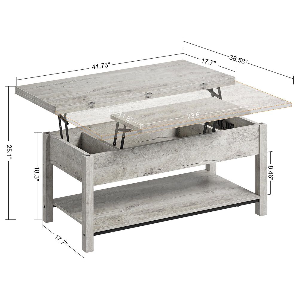 HOMLUX Lift Top Coffee Table in Light Grey, , large
