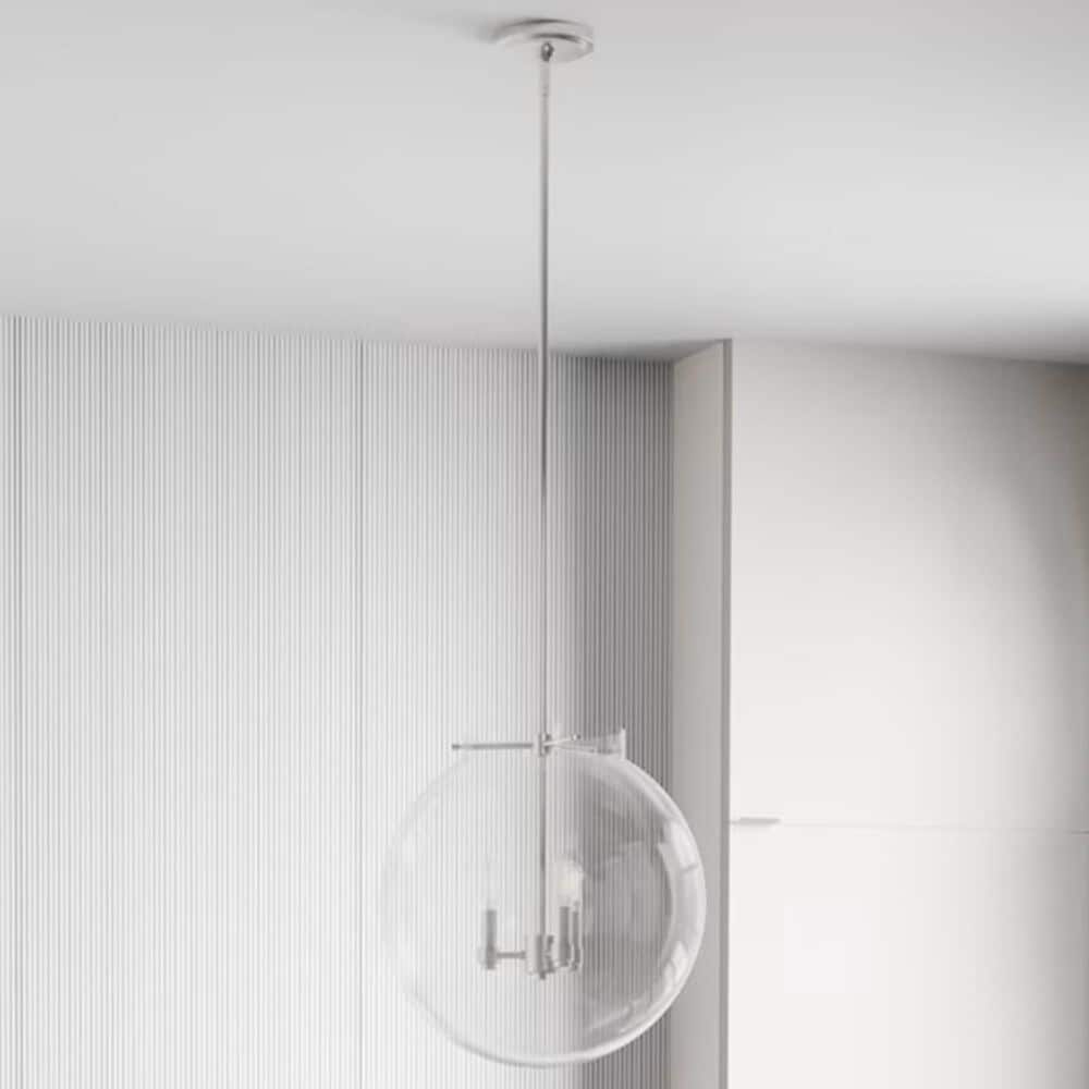 Hunter Sacha 3-Light Globe Pendant in Brushed Nickel, , large