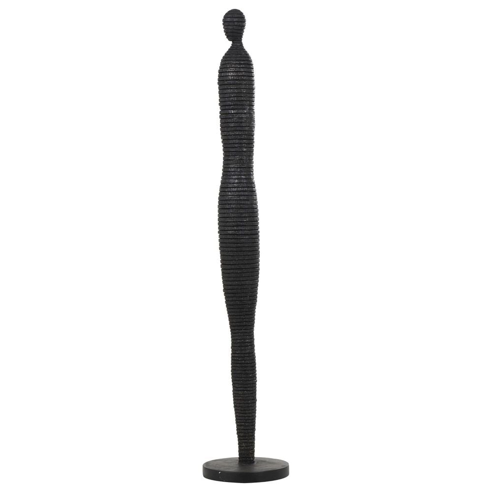 Maple and Jade 53" Tall Slim Figure People Decorative Sculpture in Textured Black, , large