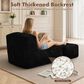 HOMLUX 2-Piece Bean Bag Chair and Ottoman in Black, , large