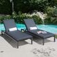 Hearth and Haven Navan Outdoor Foldable and Stackable Chaise Lounge in Dark Grey (Set of 2), , large