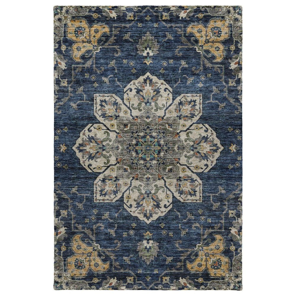 Dalyn Rug Company Silk Road Navy, Beige, Ivory, Gold, Copper and Gray 9" x 12" Area Rug, , large