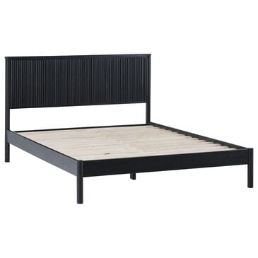 Walker Edison Paris Queen Platform Bed with Reeded Headboard in Black, , large