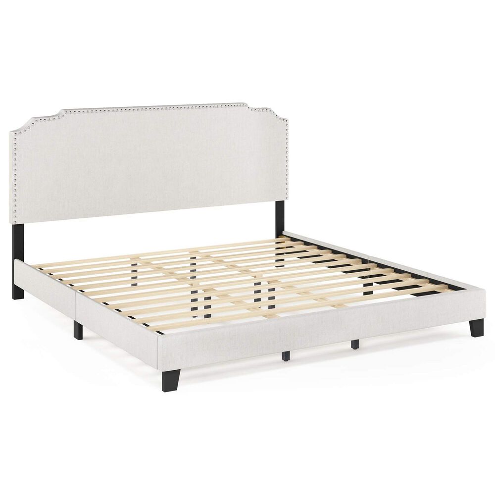 HOMLUX Nadia King Platform Bed Frame in Gray, , large