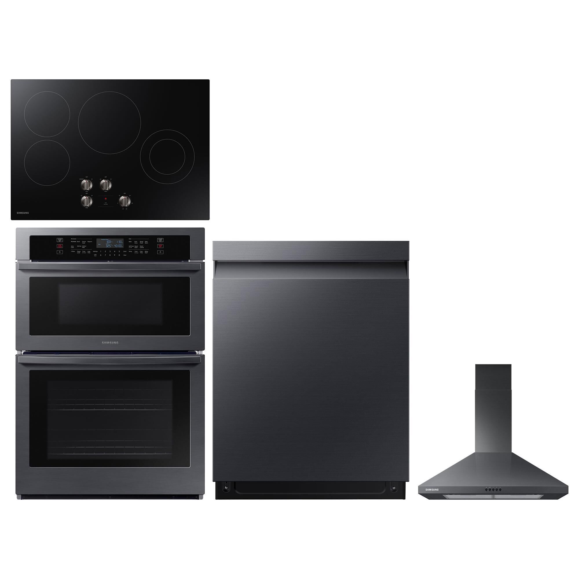 4 piece black stainless steel kitchen appliance package deals