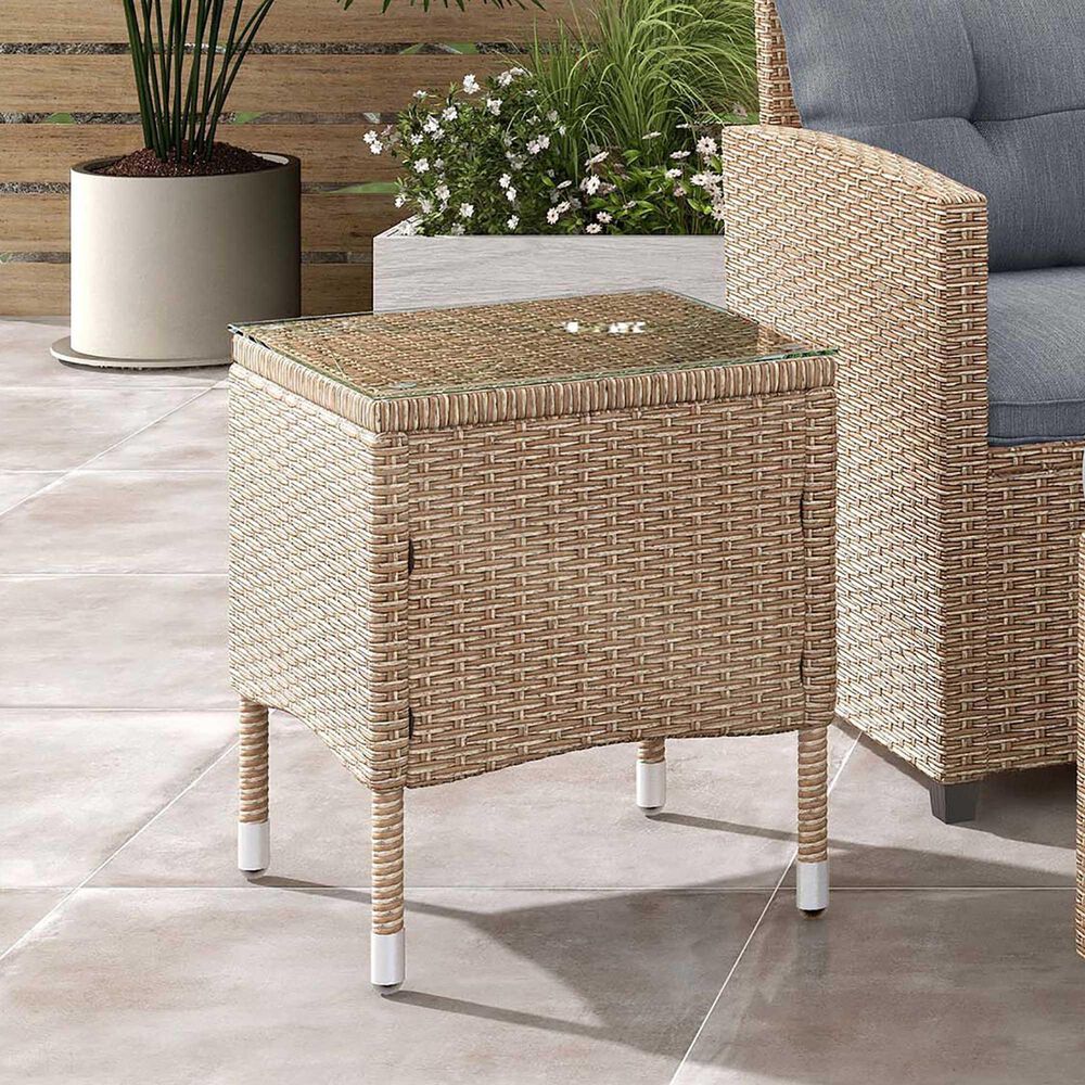 Furniture of America Nair 16&quot; Square Patio End Table in Natural, , large