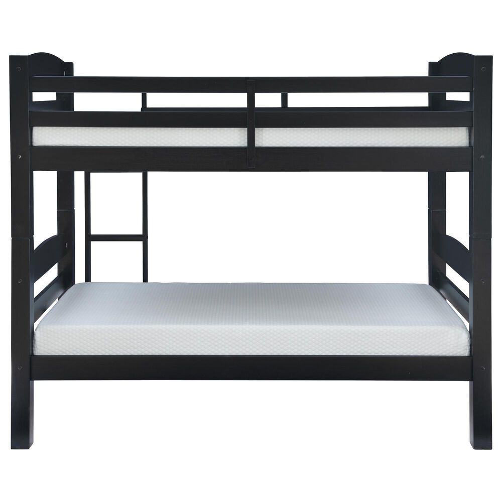 Linon Home Decor Levi Twin Over Twin Bunk Bed in Black, , large