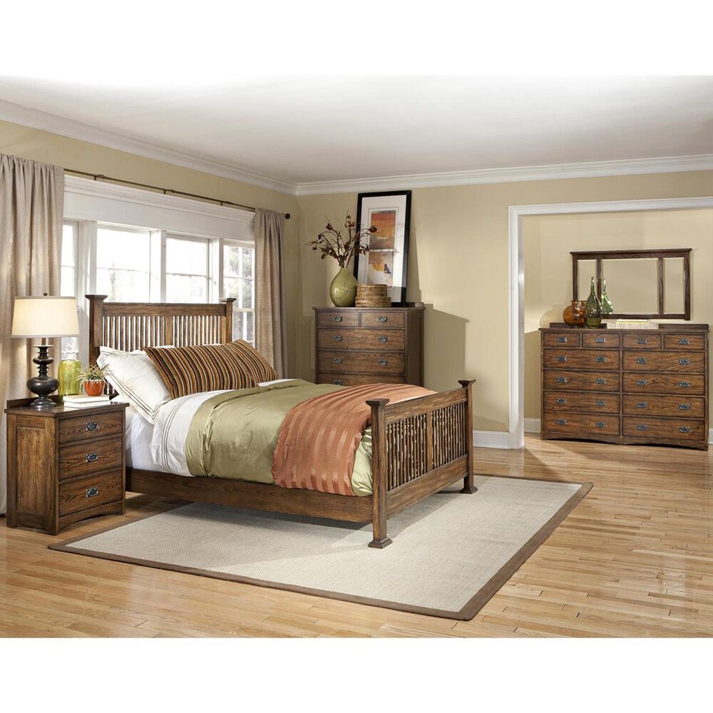 Hawthorne Furniture Queen Slat Panel Bed in Mission, , large