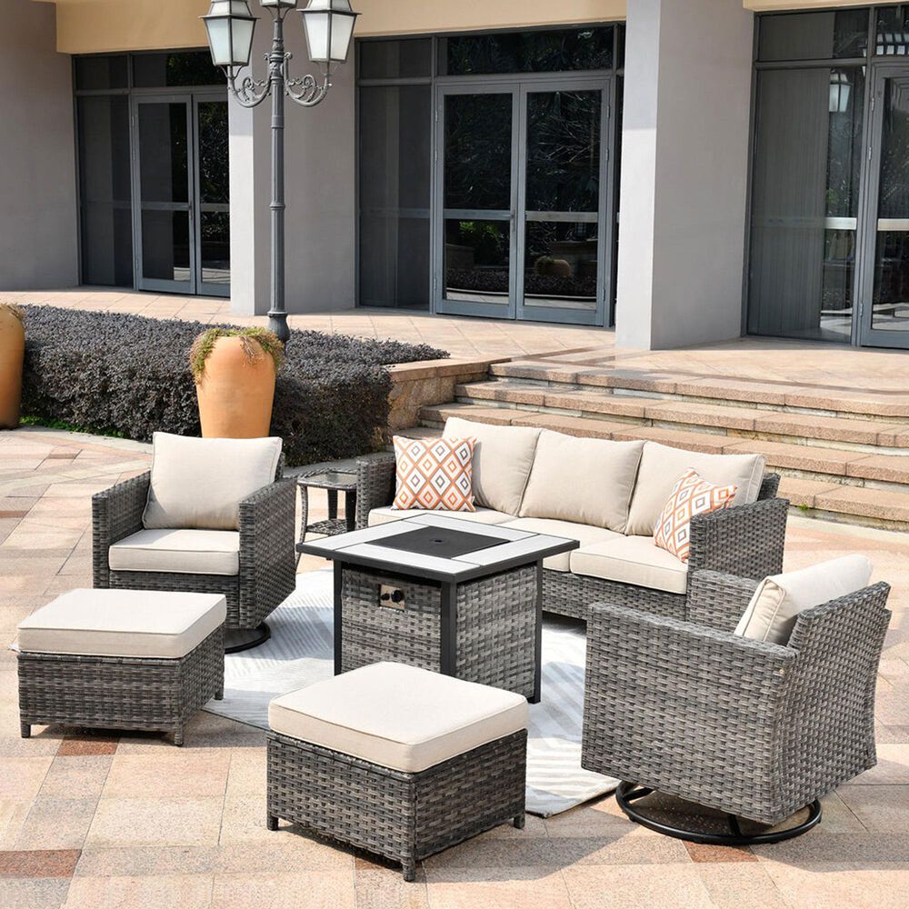 HOMLUX 7-Piece Patio Sofa Set in  Beige, , large