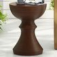 Hearth and Haven Outdoor Hourglass Concrete Side Table with Horizontal Ridges Design in Brown, , large