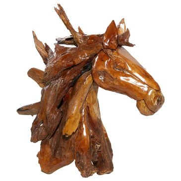 Maple and Jade 33" x 31" Horse Sculpture in Brown, , large