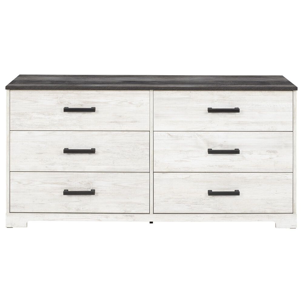 Ashley Shawburn 6-Drawer Dresser in Whitewash and Charcoal Gray, , large