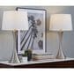 LumiSource Lenuxe 29" Metal Table Lamp with White Textured Linen Shade in Brushed Nickel (Set of 2), , large