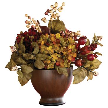 Nearly Natural Inc Autumn Hydrangea with Round Vase, , large