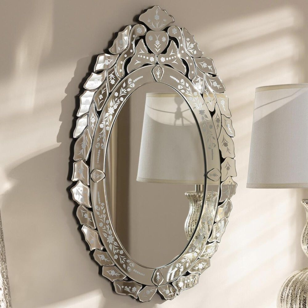 Baxton Studio Livia Accent Wall Mirror in Antique Silver, , large