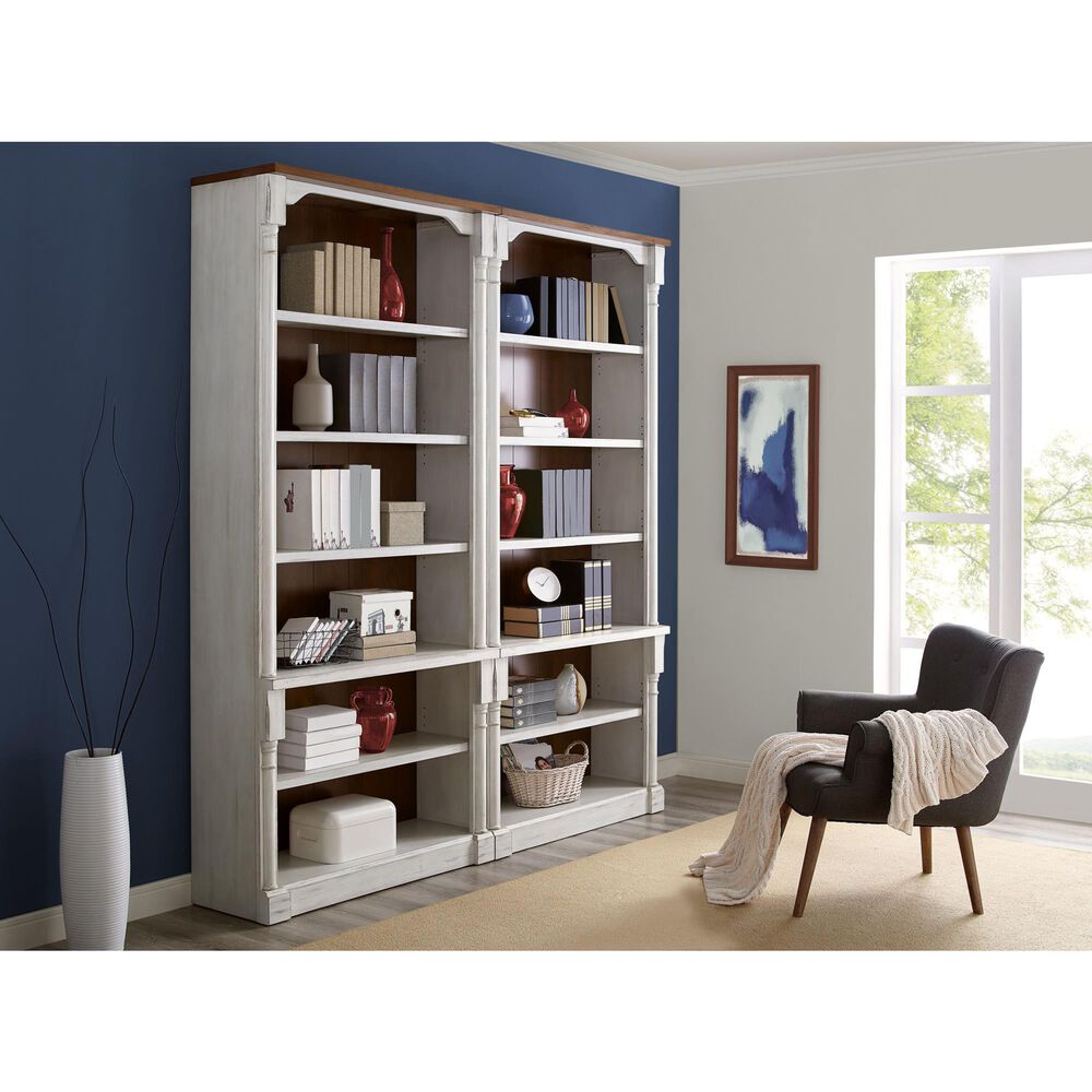 Wycliff Bay Durham 6-Shelf Bookcase in Weathered White and Cherry &#40;Set of 2&#41;, , large