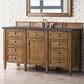 James Martin Vanities Brittany 60" Single Bathroom Vanity in Saddle Brown with 3 cm Charcoal Soapstone Quartz Top and Rectangular Sink, , large