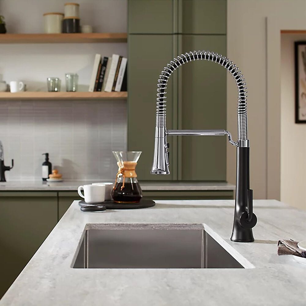 Kohler Tone Semi-Professional Pull-Down Kitchen Sink Faucet in Polished Chrome and Matte Black, , large