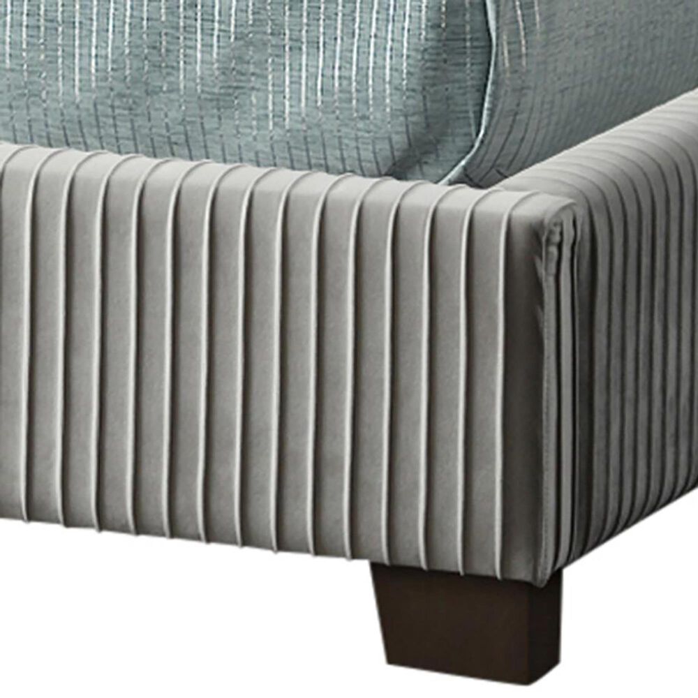 Bernards Furniture Group, Llc Jennie King Velvet Pleated Upholstered Bed in Gray, , large