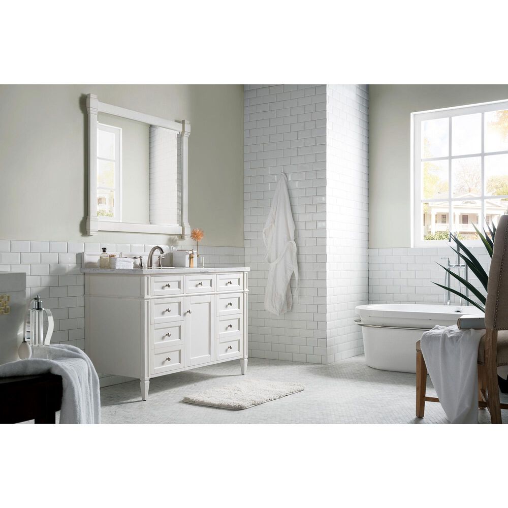James Martin Vanities Brittany 48&quot; Single Bathroom Vanity in Bright White with 3 cm Arctic Fall Solid Surface Top and Rectangle Sink, , large