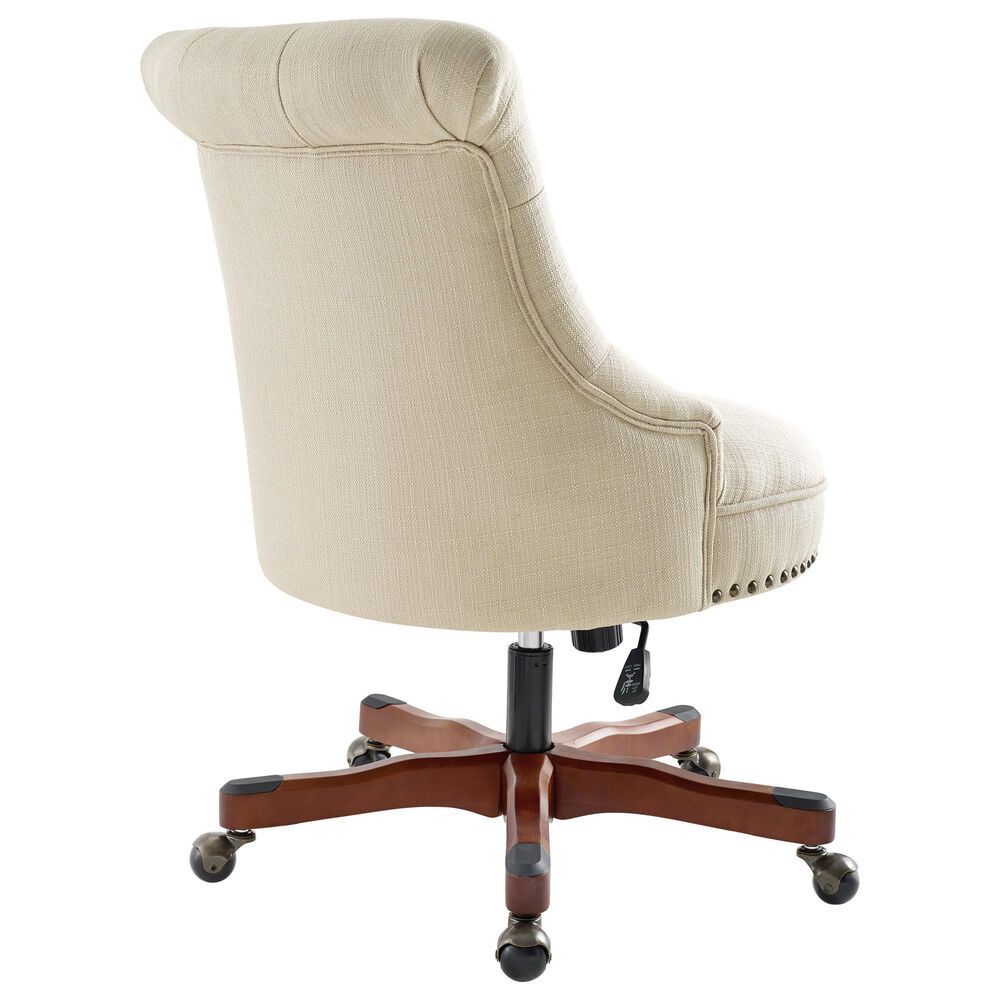 Linon Home Decor Sinclair Office Chair with Beige Cushion in Cherry, , large