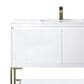 James Martin Vanities Mantova 47.3" Single Vanity in Glossy White and Champagne Brass with 3 cm Glossy White Composite Stone Top and Rectangular Sink, , large