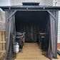 HOMLUX 8" x 8" Outdoor Hardtop Gazebo with Galvanised Steel Roof, Netting, and Curtains in Grey, , large