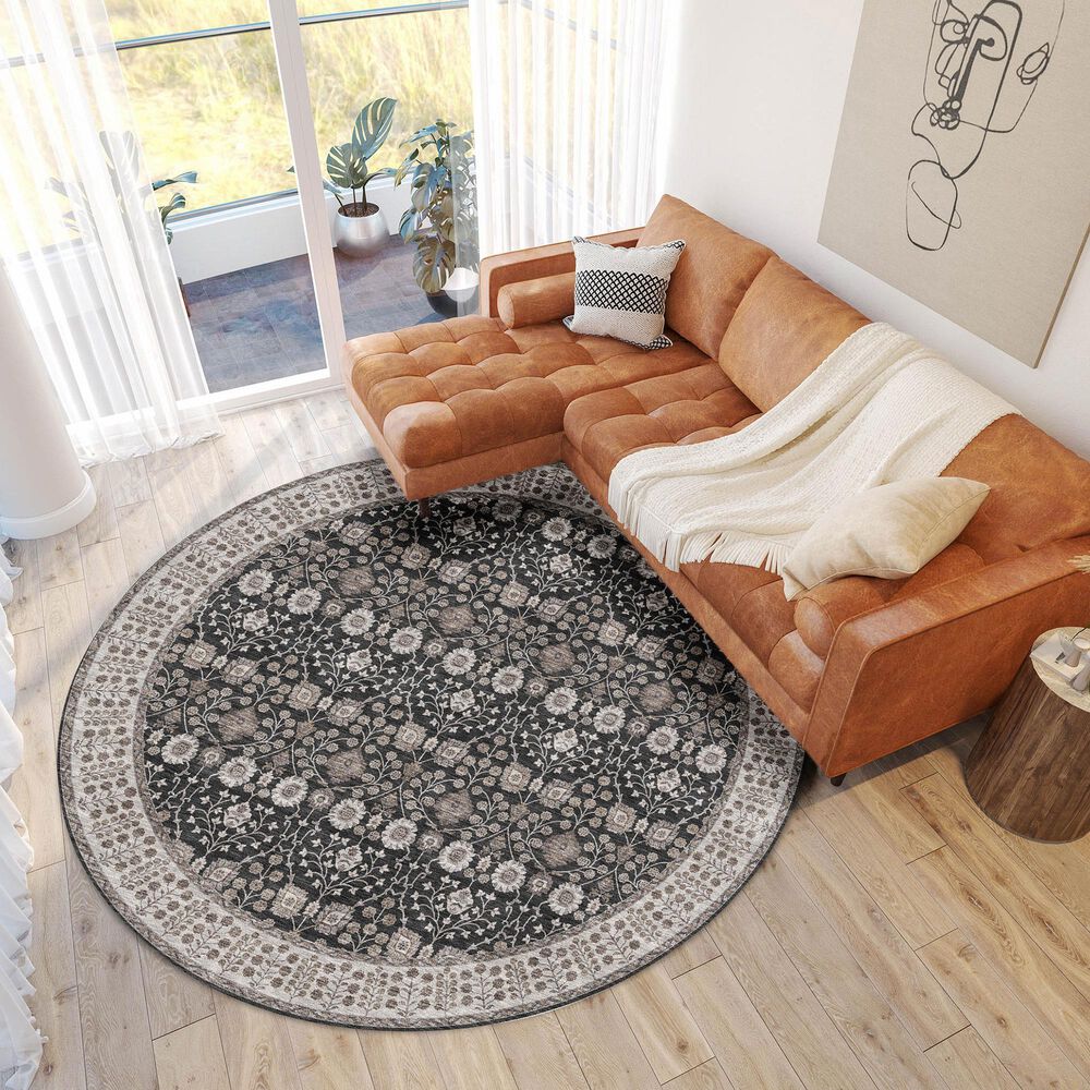 Dalyn Rug Company Hatay HY8 8&#39; Round Black Area Rug, , large