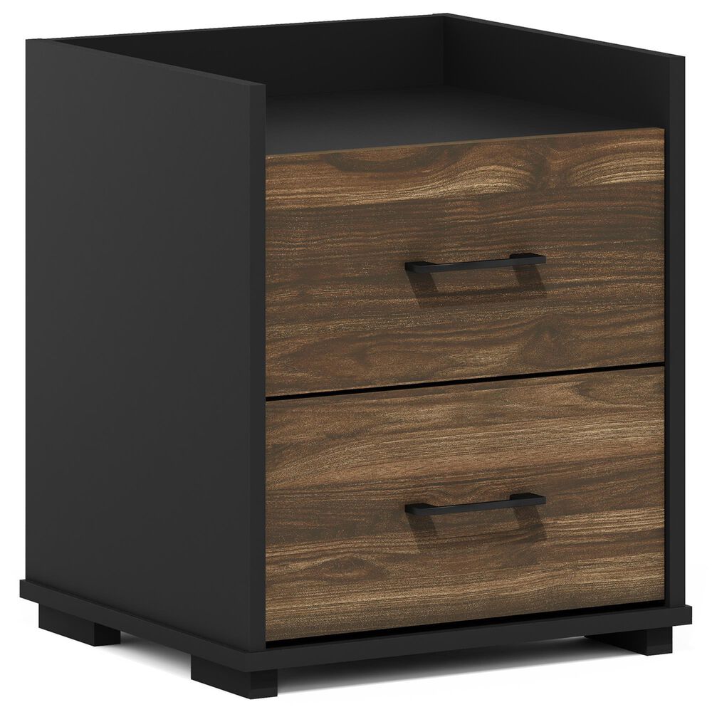 HOMLUX 2-Drawer Modern Nightstand in Columbia Walnut and Black, , large