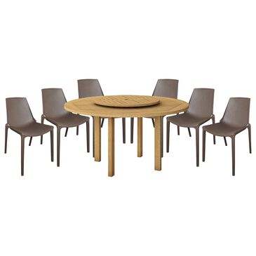 Amazonia Valside 7-Piece Round Patio Dining Set in Brown, , large