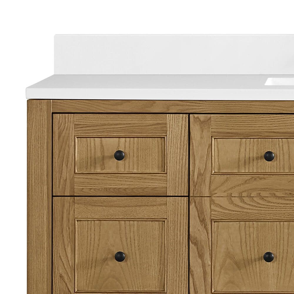 James Martin Vanities Breckenridge 60&quot; Single Bathroom Vanity in Light Natural Oak with Single Hole 3 cm White Zeus Quartz Top and Rectangular Sink, , large