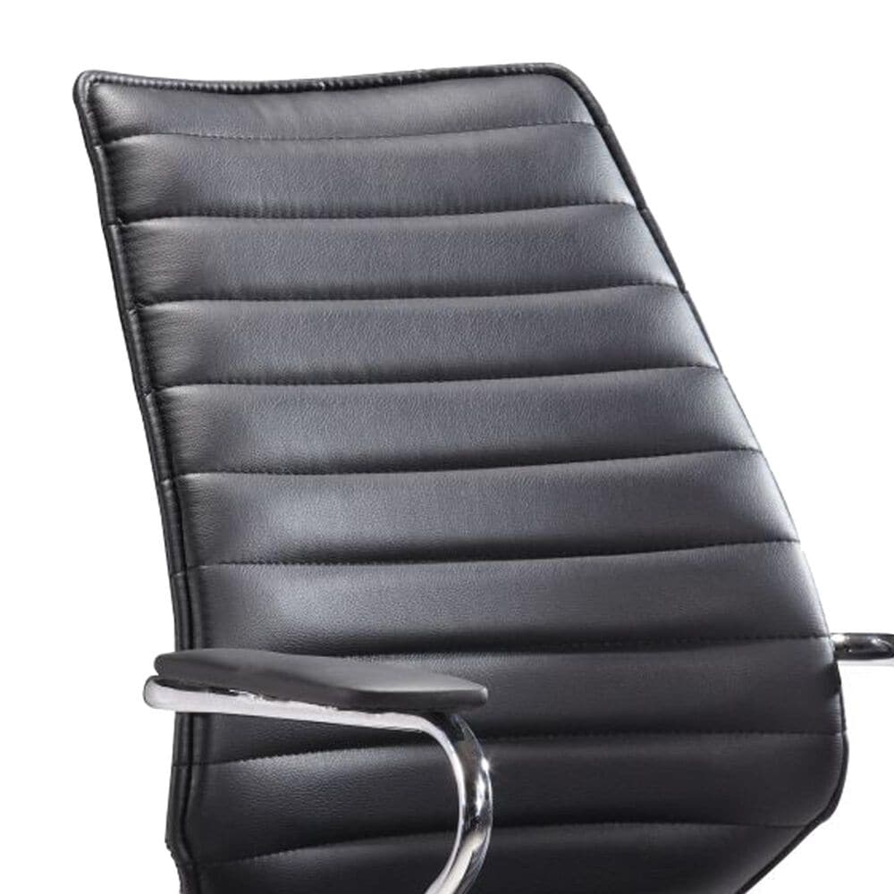 Zuo Modern Enterprise Low Back Office Chair with Black Faux Leather in Chrome, , large