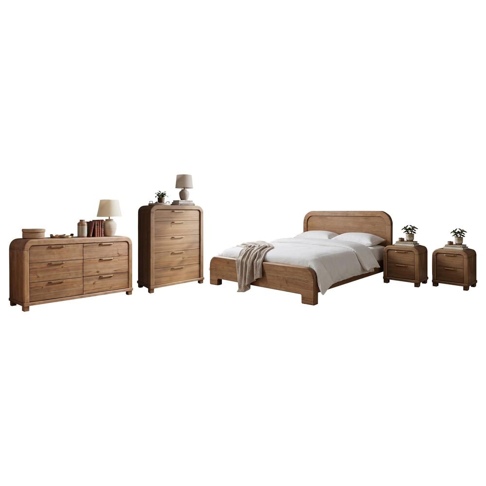 Urban Home Kione King Platform Bed with Dresser Chest and 2 Nightstands in Brown, , large