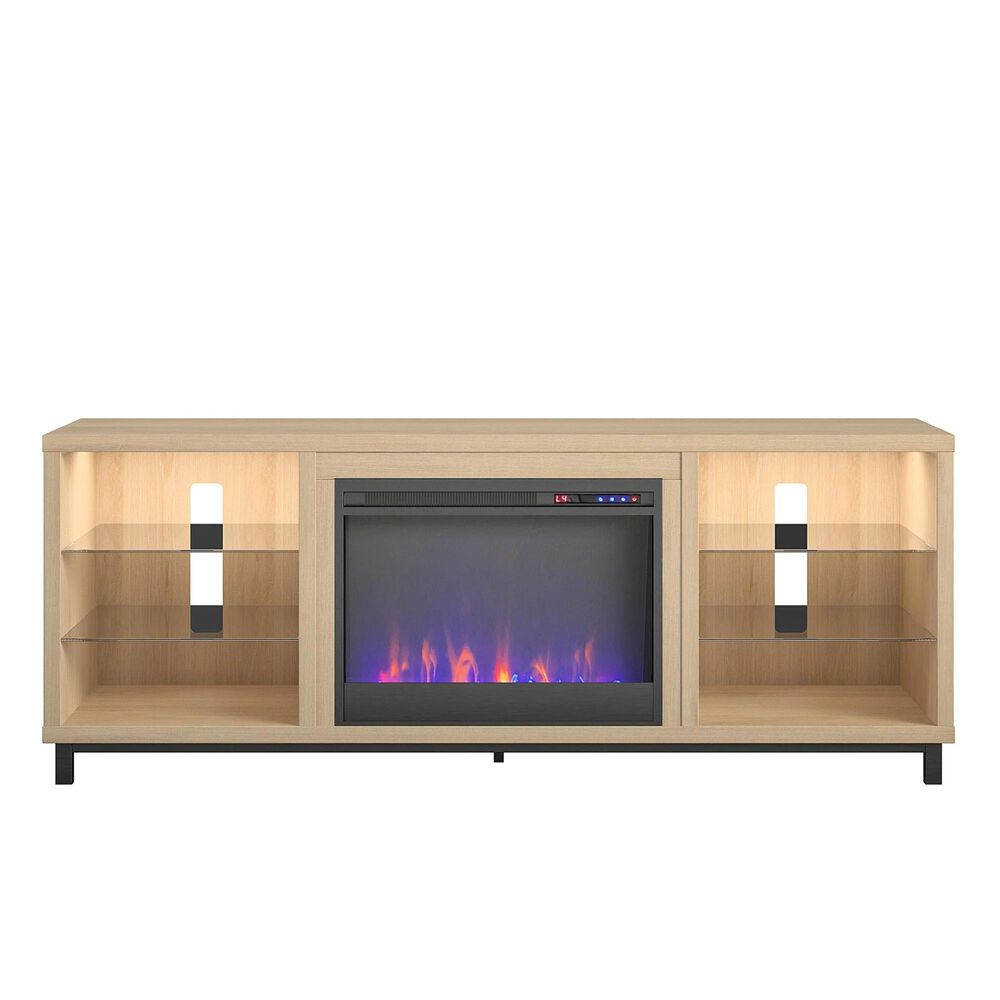Ameriwood Home Lumina Deluxe Fireplace TV Stand in Blonde Oak, , large