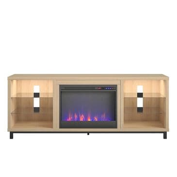 Ameriwood Home Lumina Deluxe Fireplace TV Stand in Blonde Oak, , large