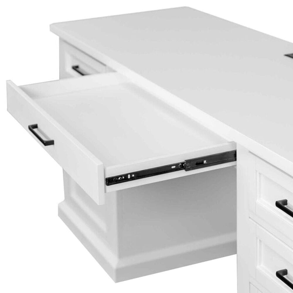 Wycliff Bay Abby Credenza Desk with Hutch in White, , large