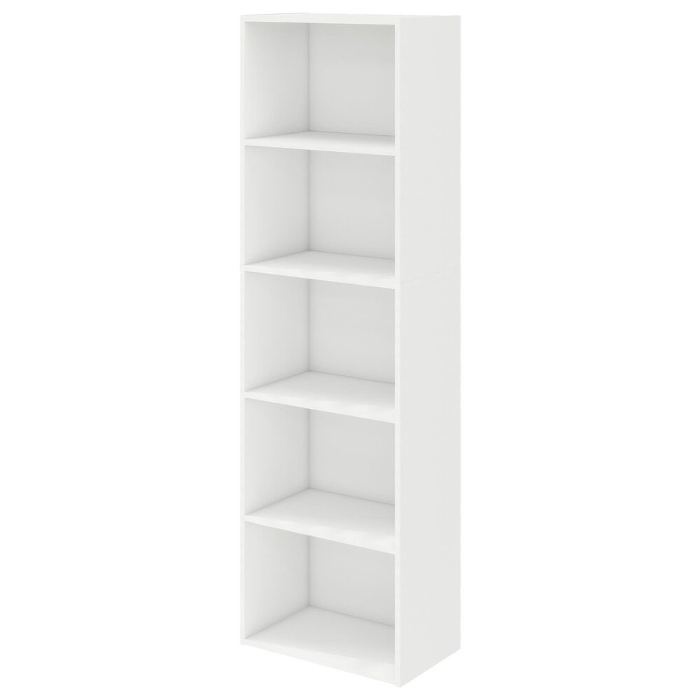 HOMLUX 5-Tier Reversible Bookshelf with Decorative Open Shelves in White, , large