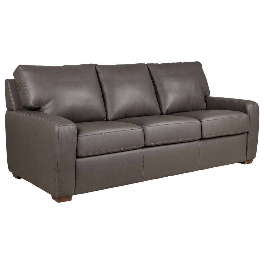 American Leather Camryn 83&quot; 3-Seat Leather Sofa in Bison Charcoal, , large