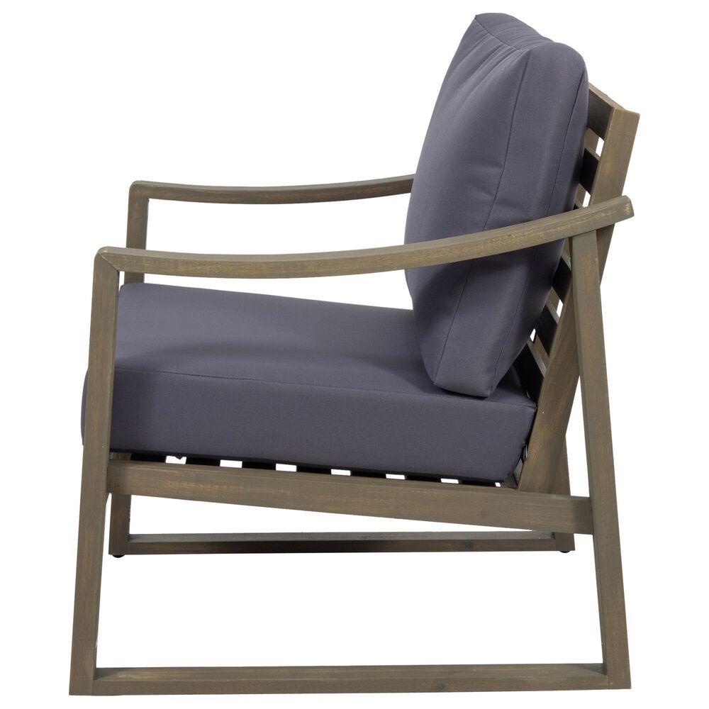 Hearth and Haven Samwell Outdoor Club Chair with Blue Cushion in Dark Grey, , large