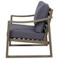 Hearth and Haven Samwell Outdoor Club Chair with Blue Cushion in Dark Grey, , large