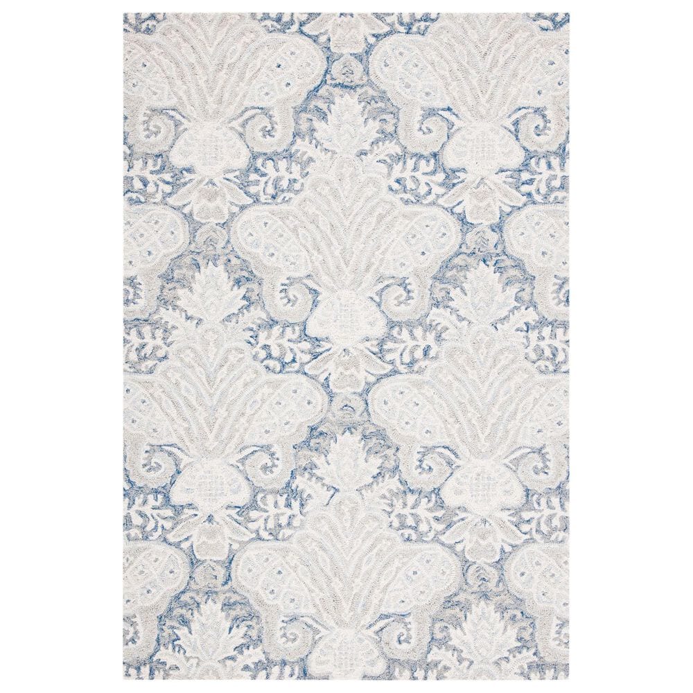 Safavieh Micro-Loop MLP539M 4" x 6" Blue and Ivory Area Rug, , large