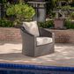Hearth and Haven Outdoor Wicker Swivel Chair in Khaki, , large