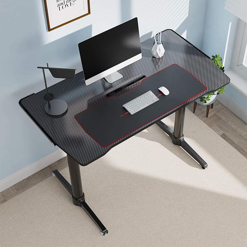 Eureka Ergonomics 44&quot; Curved Gaming Desk in Black and Red, , large