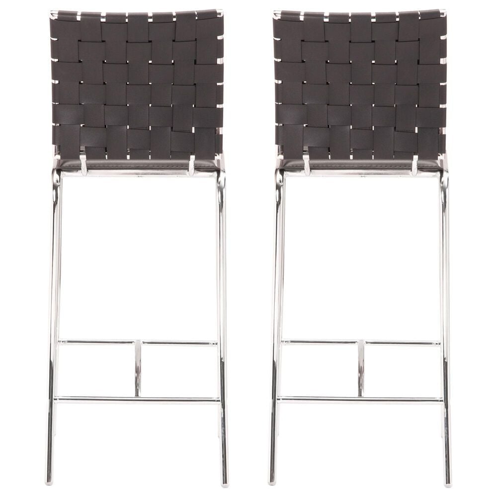 Zuo Modern Criss Cross Counter Stool in Black &#40;Set of 2&#41;, , large