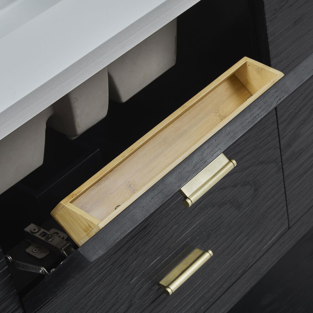 James Martin Vanities Lucian 48" Single Bathroom Vanity in Carbon Oak with 3 cm Victorian Silver Quartz Top, Rectangular Sink and FreePower Wireless Charger, , large