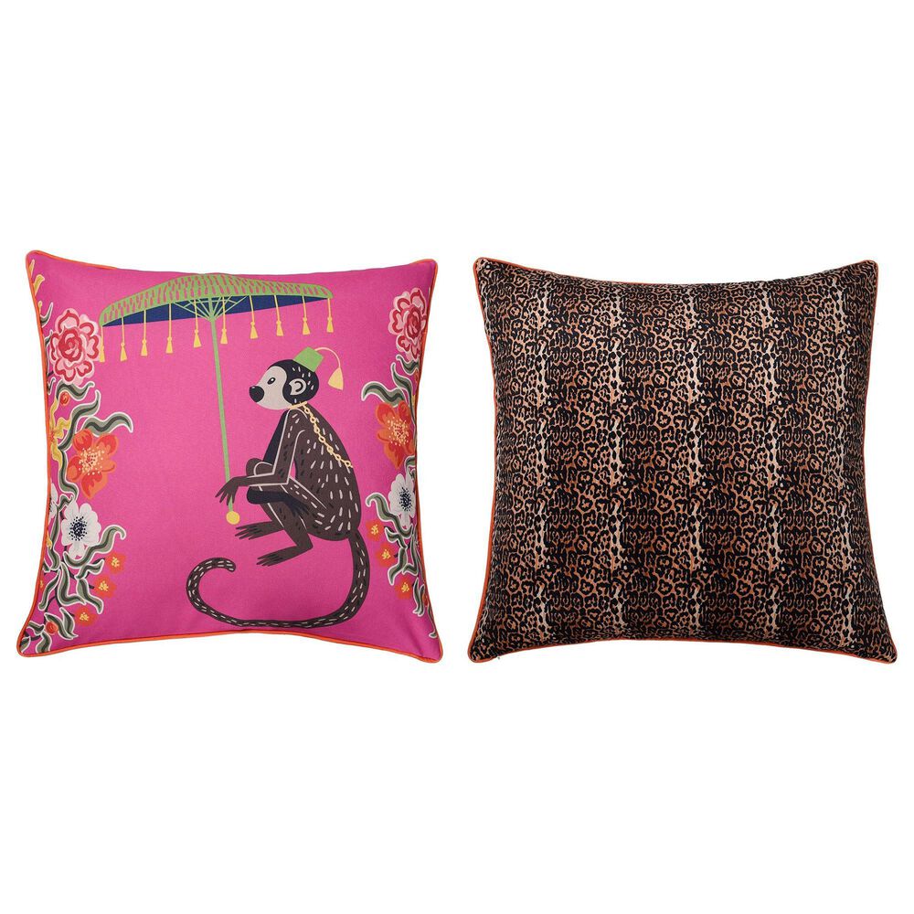 Flair Industries 24&quot; Square Cheetah Print Decorative Double Sided Throw Pillow in Brown and Pink, , large