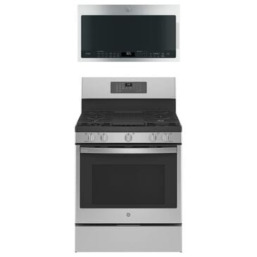 GE Profile 5.6 Cu. Ft. Smart Free-Standing Gas Range and 2.1 Cu. Ft. Over-the-Range Sensor Microwave Oven in Fingerprint Resistant Stainless Steel, , large