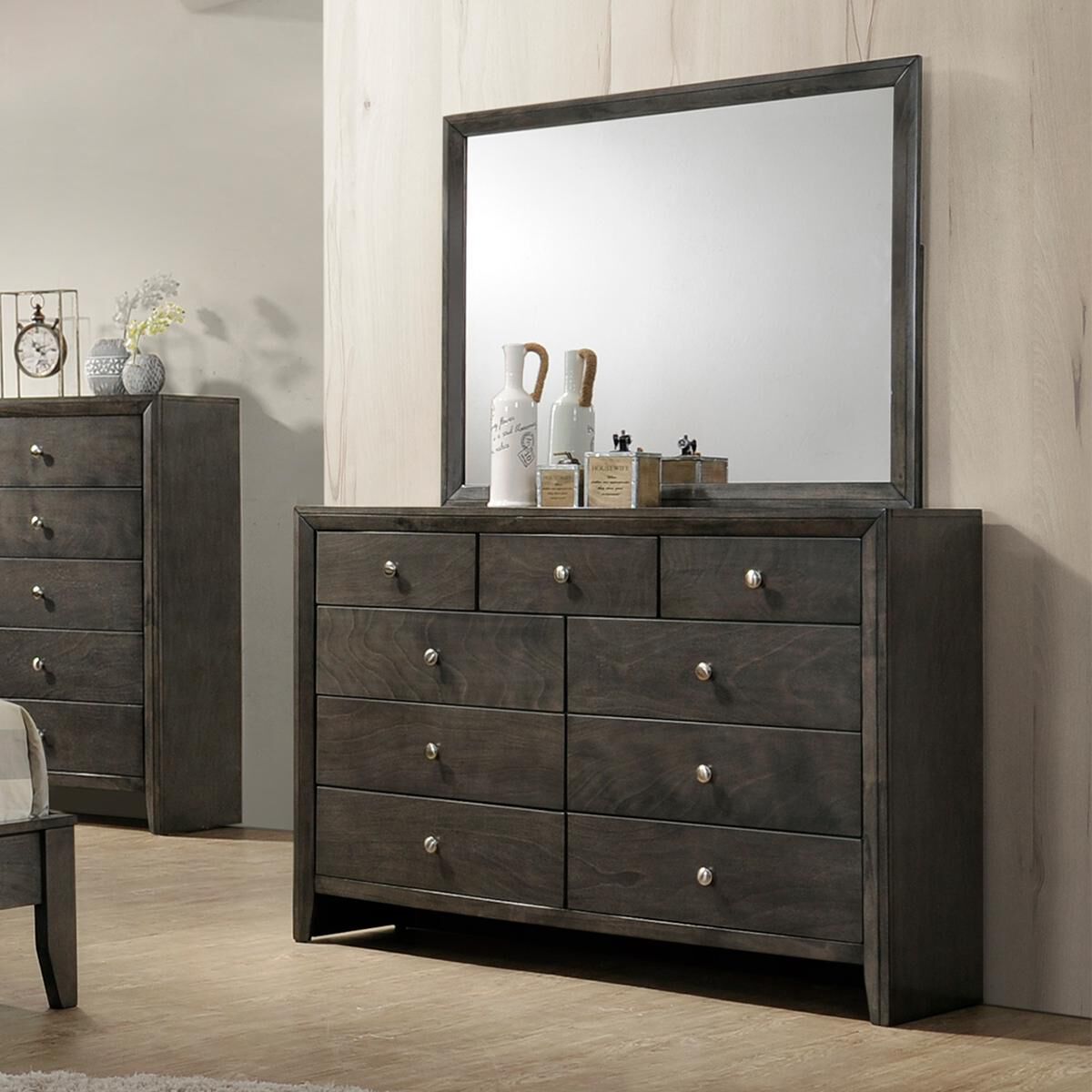 Dark grey dresser with mirror Clearance
