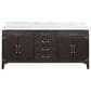 Lexora Home Laurel 72" Double Bathroom Vanity in Brown Oak with White Carrara Marble Top and Rectangular Sinks, , large
